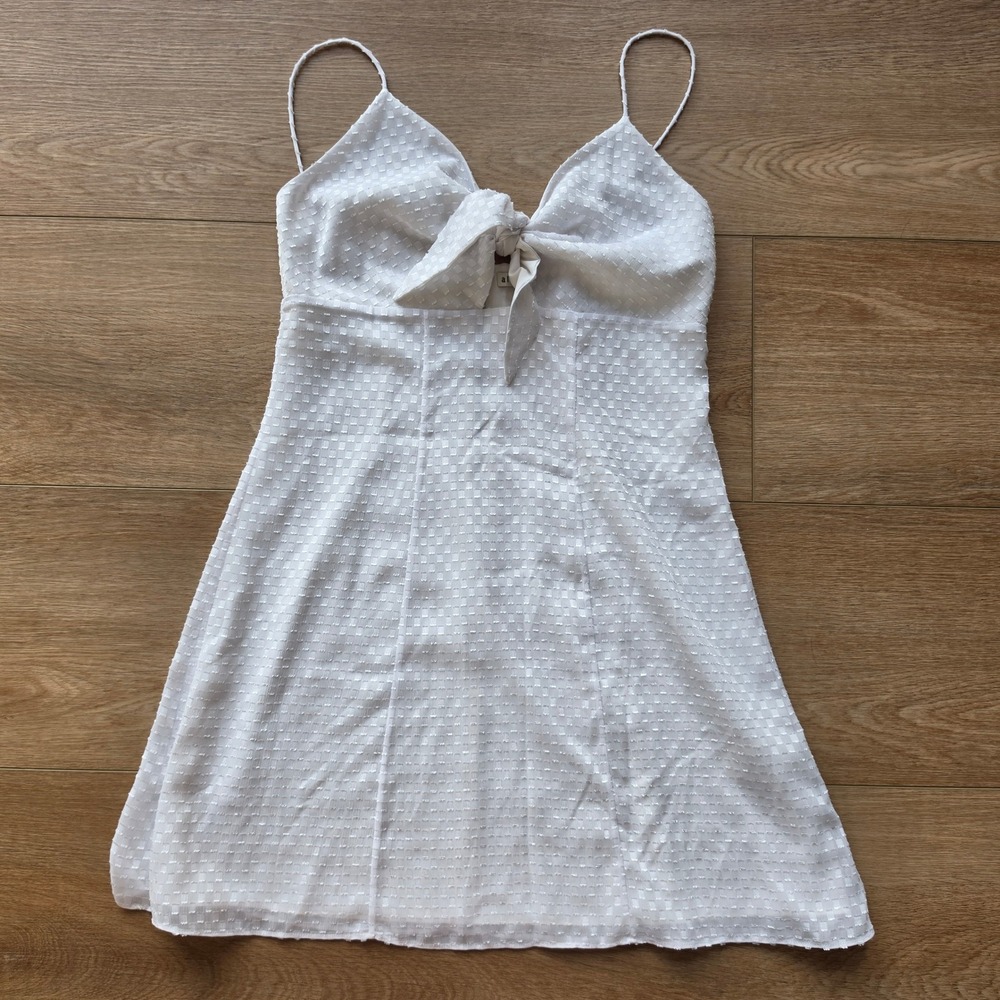 Alice + Olivia White Roe Tie Front Mini Dress Size 4